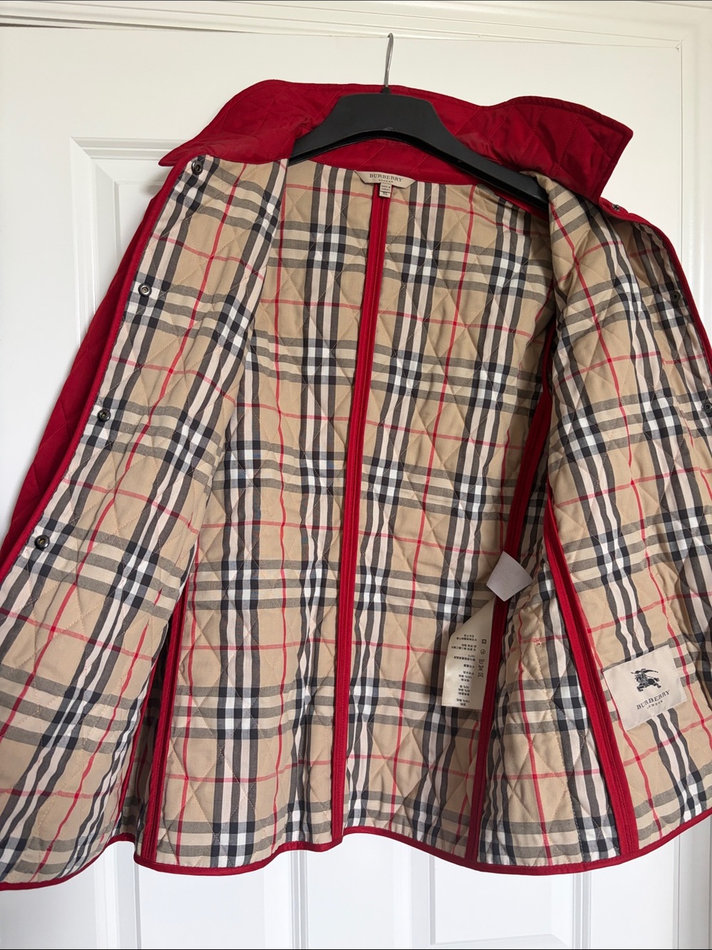 Burberry Red Quilted Snap-Front Jacket - Picture 4 of 8